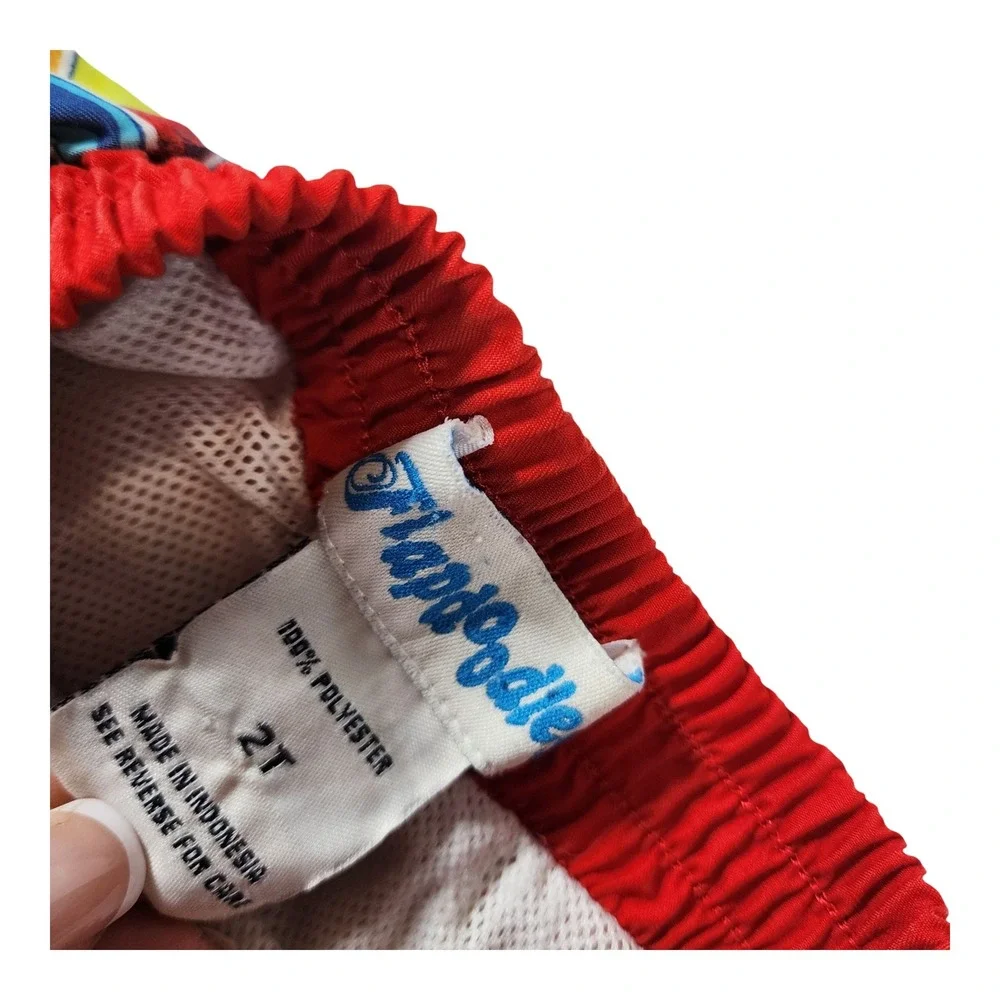 FlapDoodle Kids Red Surfboard Print Swim Trunks Board Shorts Size 2T
